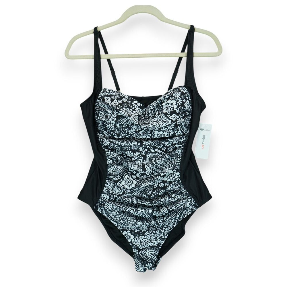NWT Liz Claiborne Women's‎ Essentials Paisley One Piece Swimsuit Size 8 MSRP $89